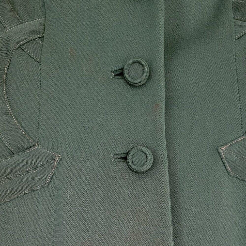 American Woolen Co Vintage 1940s Applique Blazer Emerald Green Rockabilly Pinup - Picture 4 of 11